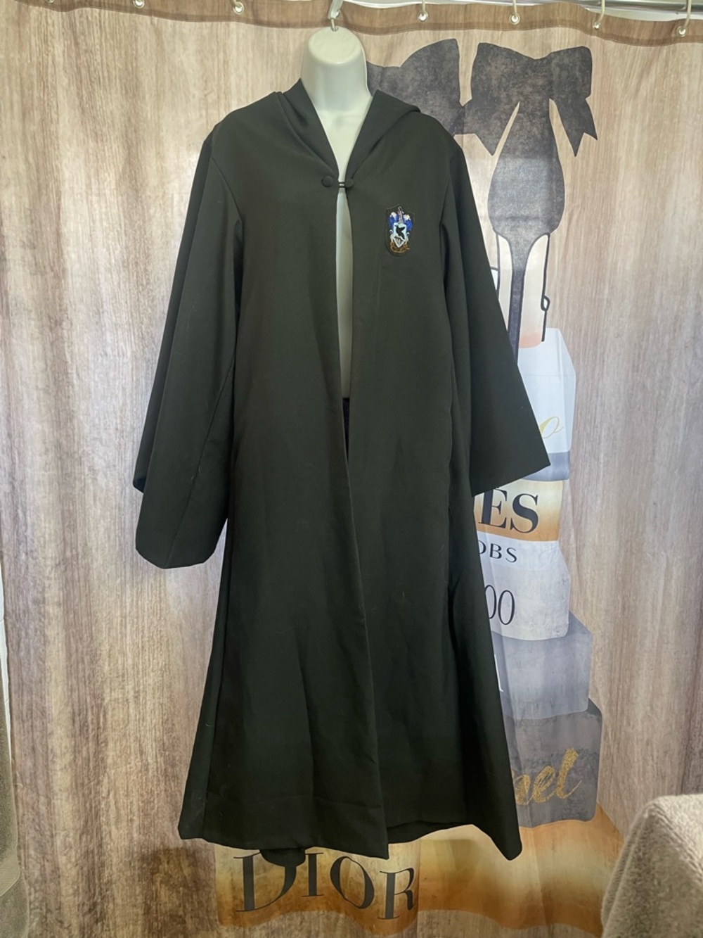 Harry Potter xs Black Hooded Cloak with Ravenclaw robe cape used